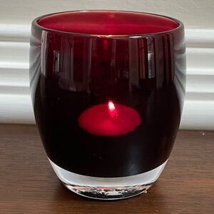 Glassybaby Pre-Triskelion Courage Deep Red Collectible Tea Light Candle Holder